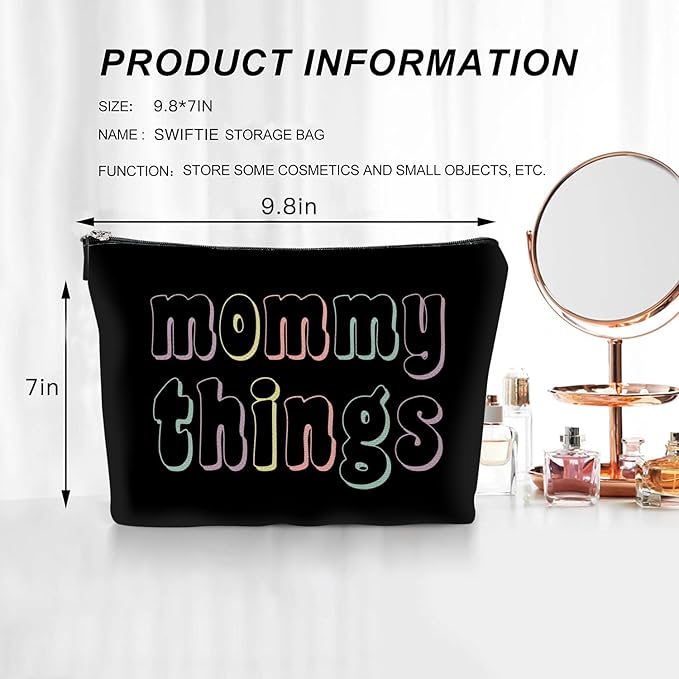 Mommy and Baby Bag Set Canvas Pouch Set Black Keepsake for New Mothers Travel Toiletry Bag for Baby Stuff, Mother's Day Gifts, Set of 2