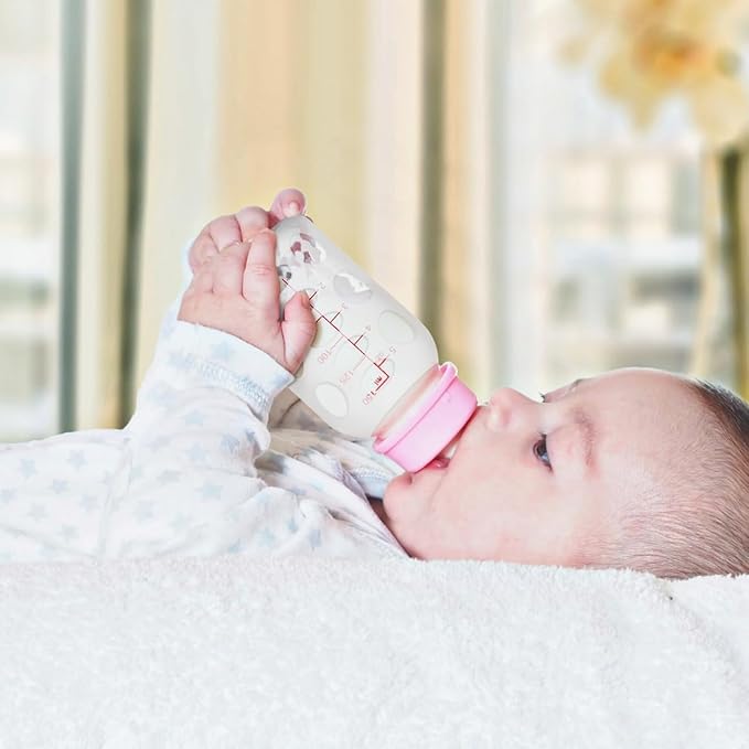 8 Pcs Milk Bottle Sleeves Pigeon Supplies Silicone Bottle Cover Feeding Glass Covers Glass Sleeves Nursery Feeding Baby White Anti-Fall