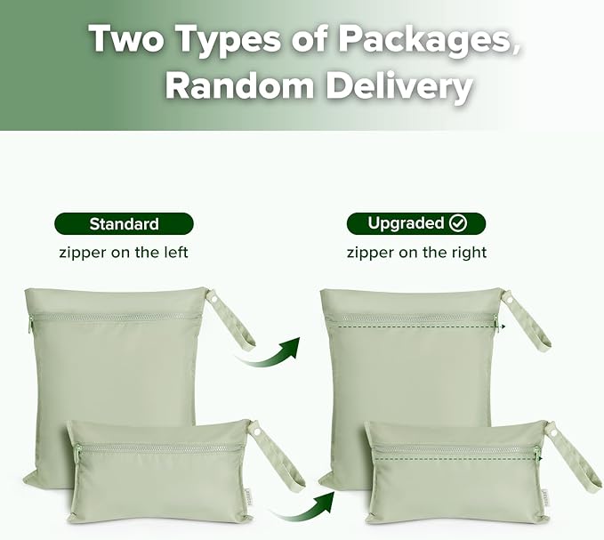 haakaa Waterproof Wet Bags for Baby Wet Dry Bags for Cloth Diaper, Swimsuit & Travel, 2pcs, Grass