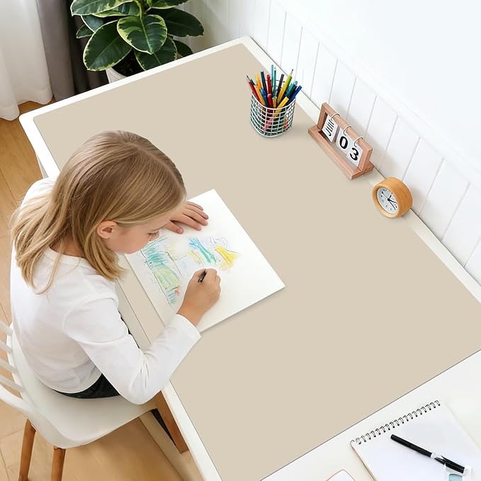 Extra Large Silicone Mat for Kitchen Counter Resin Workbench Mat Heat Resistant Mat Coffee Bar Mat, Beige Thick 2mm 39.4" x 23.6" Silicone Table Matt