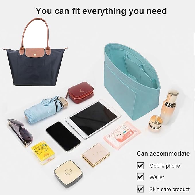 Lckaey Purse Organizer Insert for Longchamp Le Pliage Neo Handbags Insert Organizer 1012hu blue-S