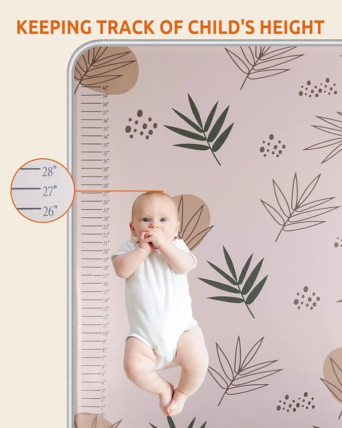 74x50 Playpen Mat Foam Thick, 1 inch Thicker & Waterproof Baby Play Mat for Kids Toddlers Infants Floor Crawling, 1" Cushioning Padded Large Playmat for Indoor Outdoor, Gift for Boys Girls, Boho