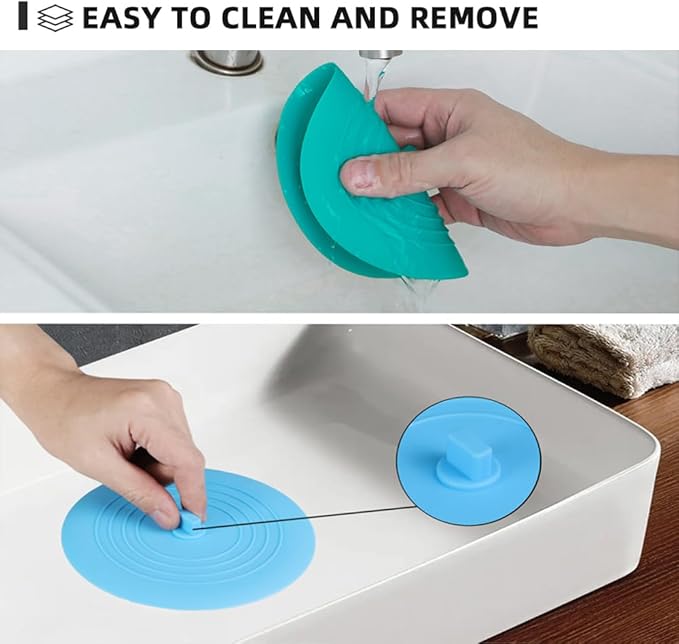 Tub Stopper 2PCS,Bathtub Drain Stopper,6 inches Bathtub Tub Drain Cover Stopper,Silicone Drain Plug Plug,Kitchen Bathroom Hair Water Shower Stopper,Large Bathroom Laundry Accessories (Blue/Green)