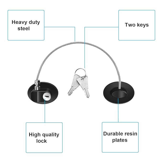 Hotop 4 Pack Cabinet Locks with Keys Mini Fridge Refrigerator Locks for Kids Toddlers Self Adhesive Child and Baby Proofing Safety for Deep Freezer Drawers Doors Latch(White and Black)