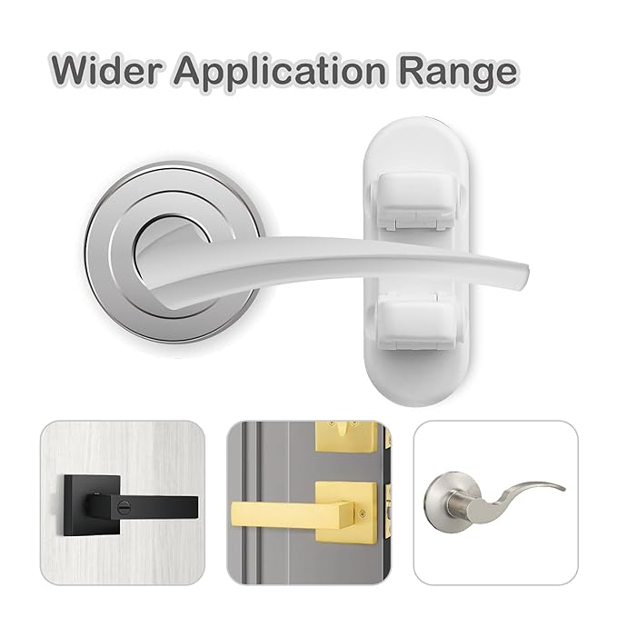Child Proof Door Lever Lock, Door Handle Lock, Durable ABS with Adhesive Backing, Simple Install, No Tools Needed (U, Pack, 4)
