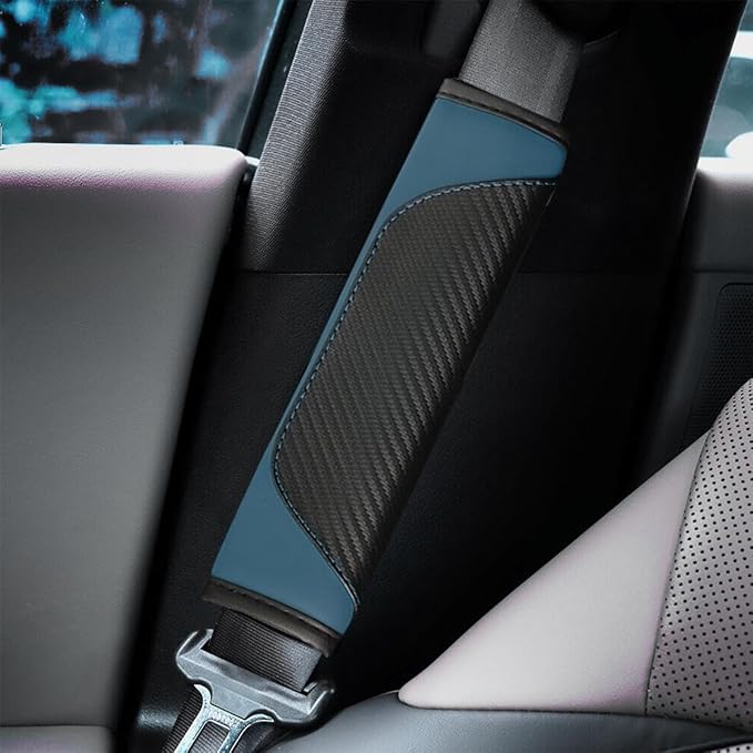 2PCS Car Seat Belt Cover, Carbon Fiber Seatbelt Shoulder Protection, Soft Car Seat Belt Strap Cushion Protect Your Neck and Shoulder, Car Accessories Seat Belt Pad for Car Truck (Dark Green)