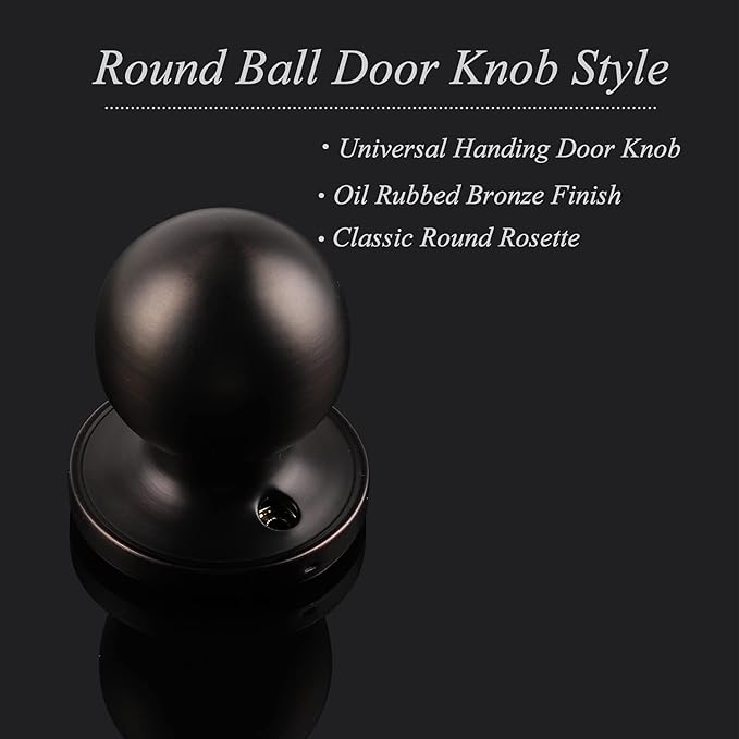 Probrico Dummy Door Knobs Door Locks Round, Half -Dummy Door Handles in Oil Rubbed Bronze