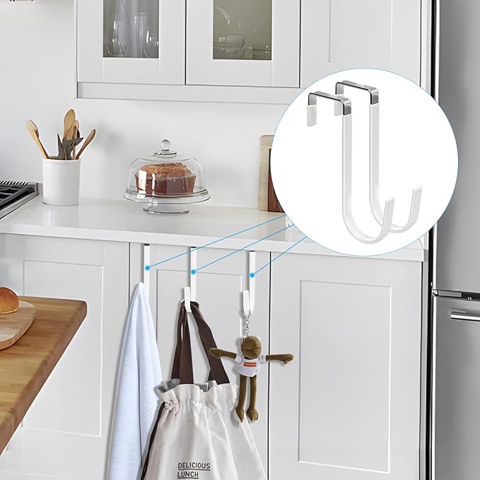 FYY Over the Door Hooks, 10 Pack Door Hangers Hooks with Rubber Prevent Scratches Heavy Duty Organizer Hooks for Living Room, Bathroom, Bedroom Hanging Clothes, Towels, Hats, Coats, Bags White