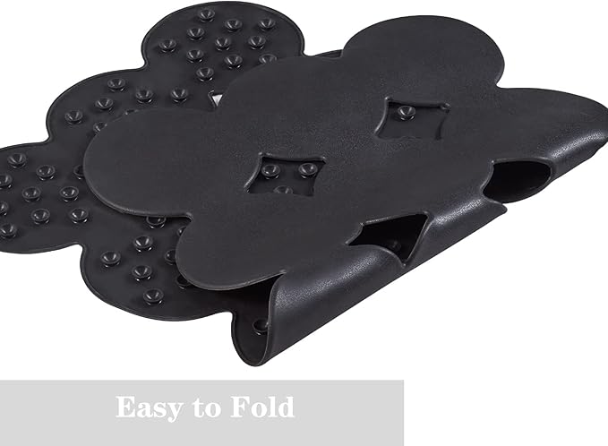 Webos Patented Non Slip Bathtub Mat Shower Mat Bath Mat Tub Mats with Strong Suction Cups Soft Natural Rubber Bath Mat for Inside The tub (Circle-Black, 28x16 inch)