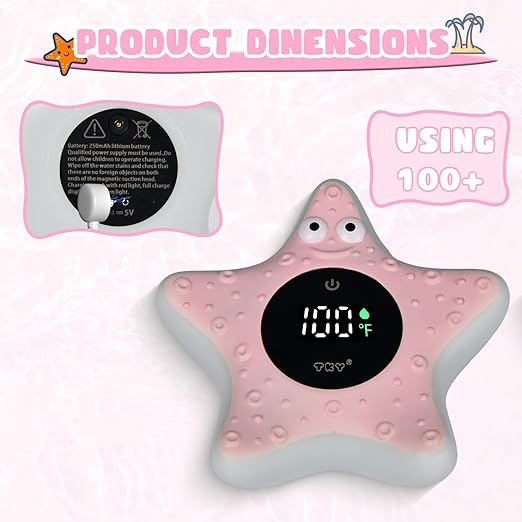 Baby Bath Thermometer with Floating Toys - Digital Water & Room Temperature Monitor, Rechargeable Thermometer with Alerts for Newborn Bath Essentials, Infant Safety