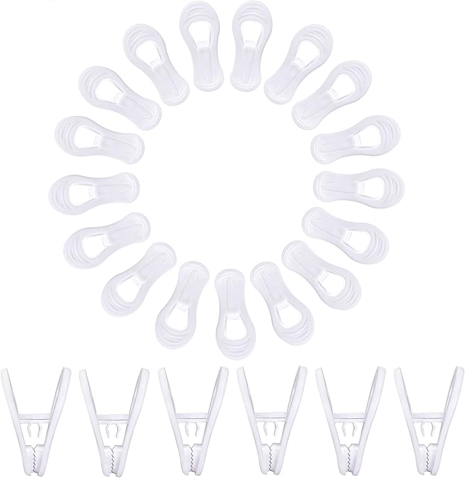 TOFIIGREM White Hanger Clips 60 Pack, Multi-Purpose Plastic Hangers Clips Perfect for Plastic Velvet Hangers, Clothes Pins Finger Clip for Skirt Pants