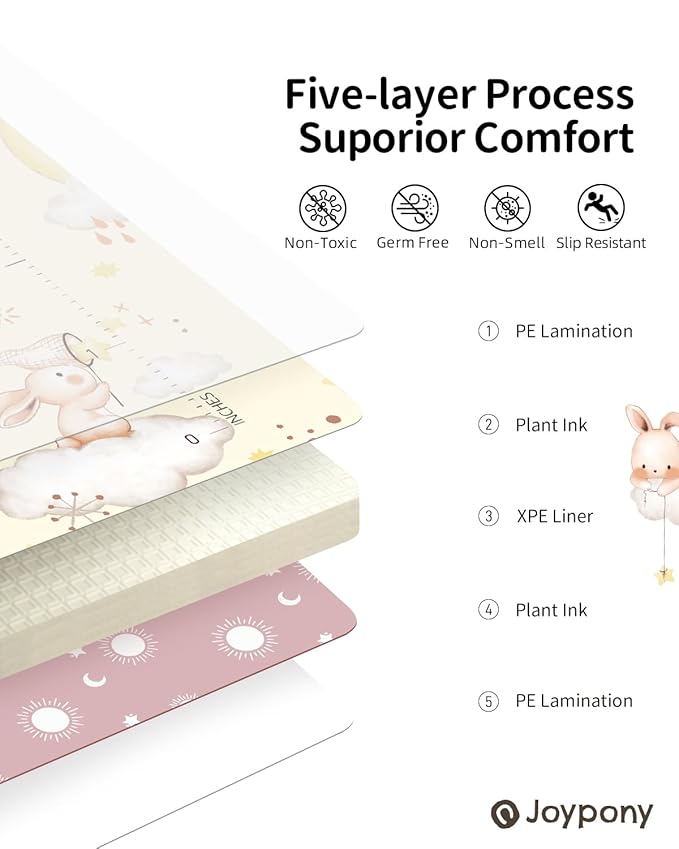 Baby Play Mat, 79 x 71 Inches Extra Large Foldable Play Mats for Babies and Toddlers, Waterproof & Anti-Slip Portable Foam Floor Mat for Tummy Time with Travel Bag