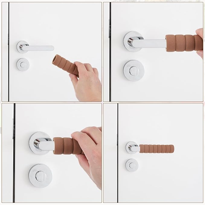 uxcell 5 Pcs Door Knob Cover, Safety Door Handle Protector Covers Anti-Collision Soft Spiral Door Knob Covers Foam Door Pull Cover for Bedrooms Bathrooms Offices Doors, Purple