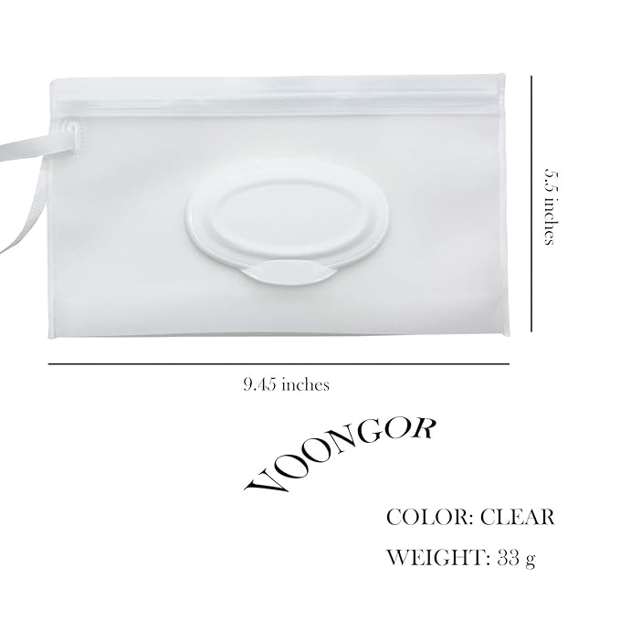 Portable Refillable Wet Wipe Pouch, Reusable Travel Wipes Holder & Case, Lightweight Flushable Diaper Wipes Container for Baby (Clear)