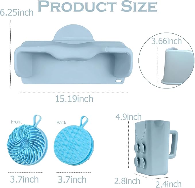 nestery Silicone Portable Shampoo Bowl, Hair Washing Station for Kids and Elderly with Rinse Cup & Scalp Massager, Hair Washing Basin for Sink or Bathtub at Home with Neck Support