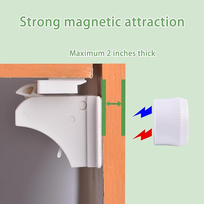 20 Pack Vkania Magnetic Cabinet Locks Child Safety with 2 Keys - Baby Proof Adhesive Latches for Kitchen Cabinets & Drawers, No Drilling Easy Installation (20 Locks + 2 Keys)