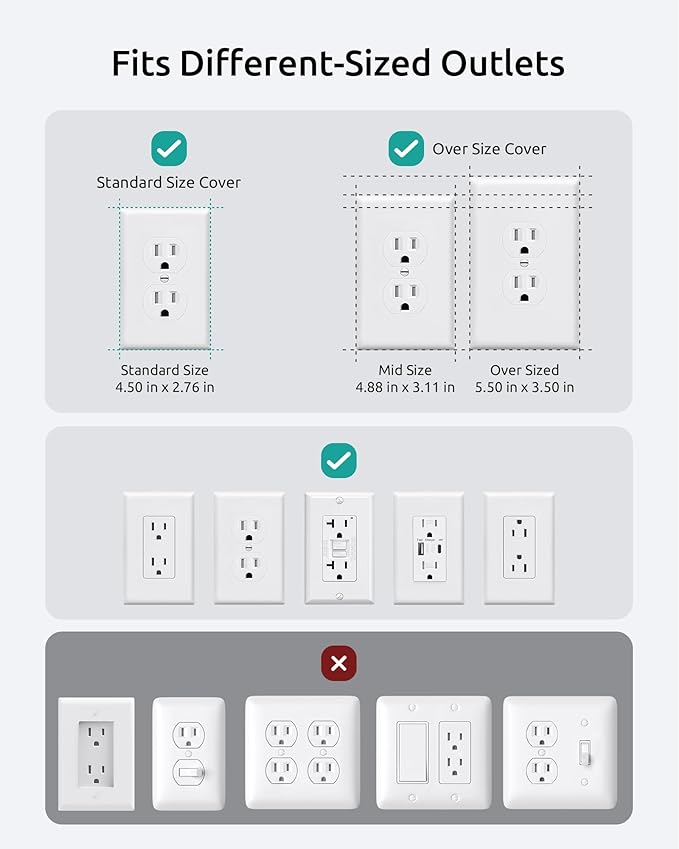 10FT Long Extension Cord with Outlet Cover - NUTICT Flat Cord Extension with Multi Outlets, 1625W, ETL Listed, 900J Surge Protector Power Strip, Fits Behind Tight Spaces & Hide Bulky Cords, White