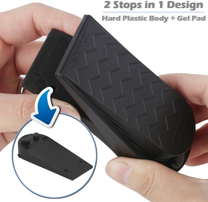 16Pcs Black Door Stoppers 2-in-1 Soft Rubber & Hard Plastic Design - Non-Scratch Finger Protector, Flexible Floor Gap Wedge for Home/Office, Modern Durable Door Stop Set.