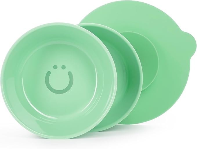 Ubbi Silicone Suction Bowls for Babies & Toddlers, 2-Pack – 2 Bowls + Interchangeable Stay-Put Base, High-Wall Self-Feeding for Baby-Led Weaning, BPA-Free Dishwasher Safe, Sugar Snap Green