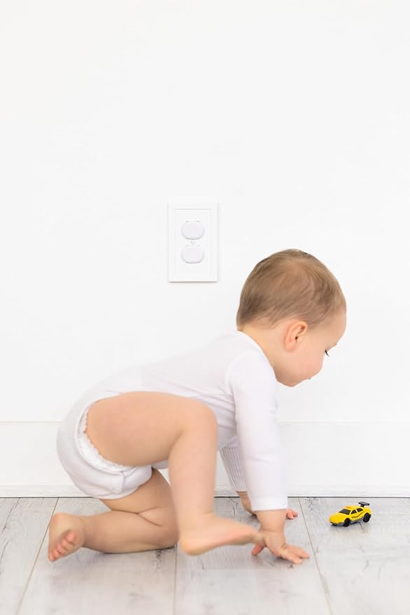 Ubbi Outlet Covers for Child Safety, Plug Protectors, Baby Proofing, Safe & Secure Electrical Plug Covers, White, 24 Count