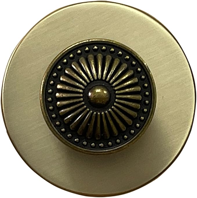 trust4care 4-Pack Large Brushed Antique Brass Backplate for Cabinet Knobs, 2-1/3" Thick Round Rosette Back Plate for Bifold Doors & Closet Doorknobs, Weather Gold Finish Metal Washer Sheets