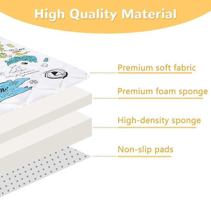 Play Mat for Floor 50 * 50 inch, Extra Thick Soft Cushioning Foam Mat for Kids & Adult, Non Slip & Washable Crawling Mat Padded Play Mat
