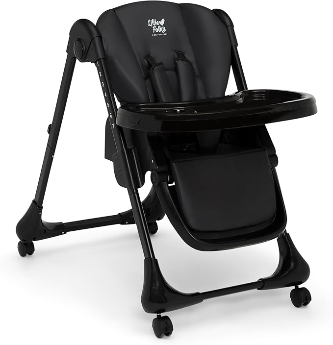 Little Folks by Delta Children 2-in-1 SlimFold High Chair for Babies and Toddlers, Black