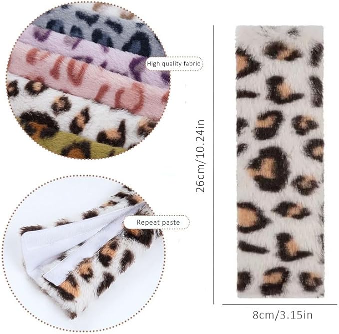 2 Pack Seat Belt Cover Pad, Cute Plush Leopard Print Seatbelt Covers Seatbelt Shoulder for More Comfortable Driving, Plush Fluffy Soft Seat Belt Cover, Car Interior Accessories, Pink