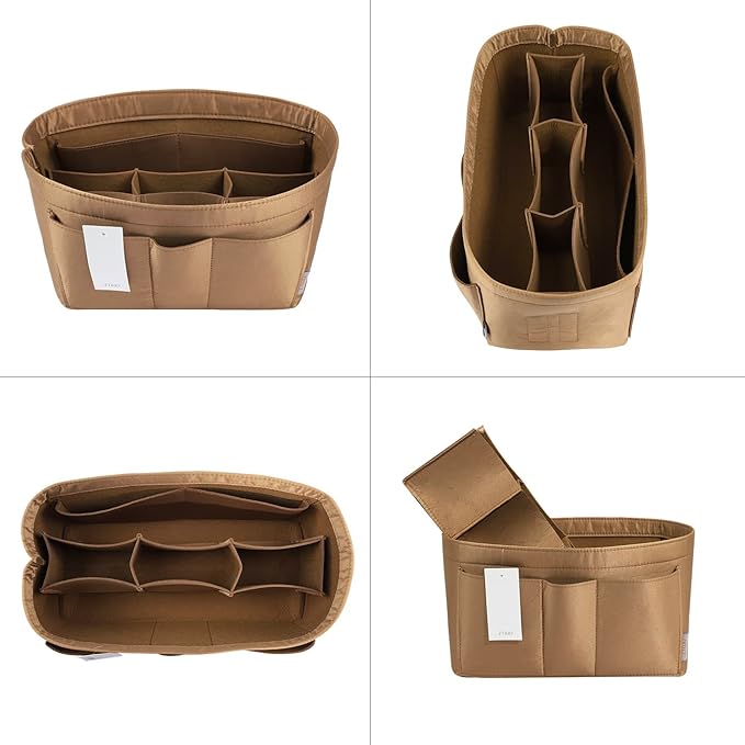 ZTUJO Purse Organizer Insert, Felt Bag Organizer For Handbag Purse Organizer,13 Colors, 6 Size (Large, Silky Brown)