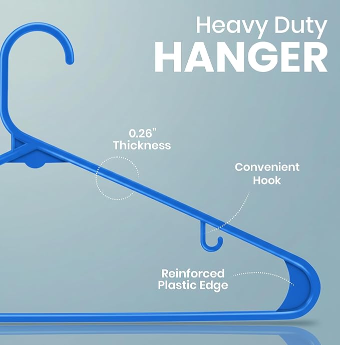 Utopia Home Plastic Hangers 30 Pack - Clothes Hanger with Hooks - Durable & Space Saving (Blue)