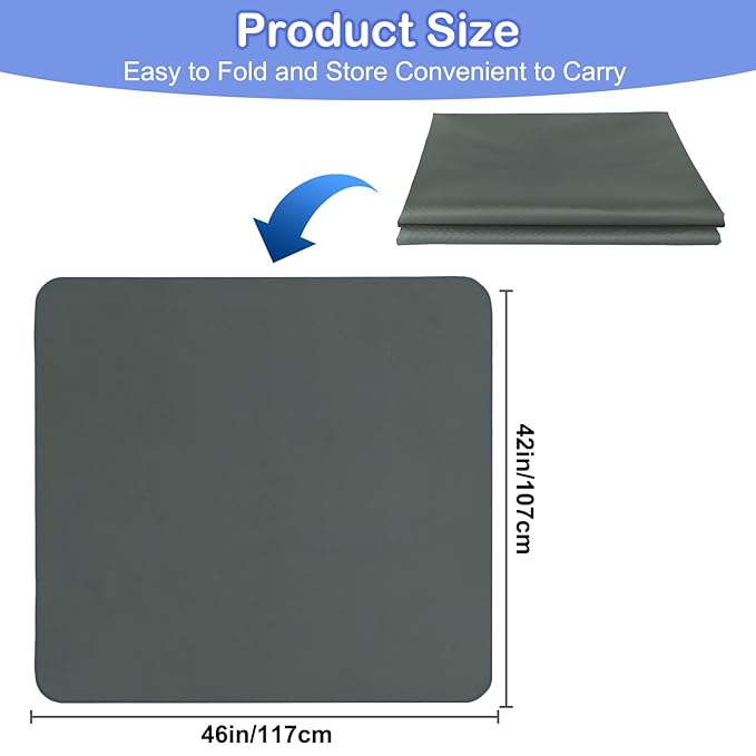 Basumee Splat Mat High Chair Mat Waterproof Baby Play Splat Mat for Under High Chair Food Catcher Highchair Mat for Floor Non Slip Bottom, Gray, 46x42 Inches