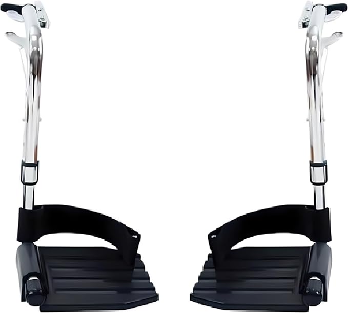 Healthline Wheelchair Swingaway Legrest Footplates with Heel Loops – Pair (Chrome) – Fits Select Standard Wheelchairs – Adjustable Length 16.5"–20.5" – Check Compatibility Before Ordering