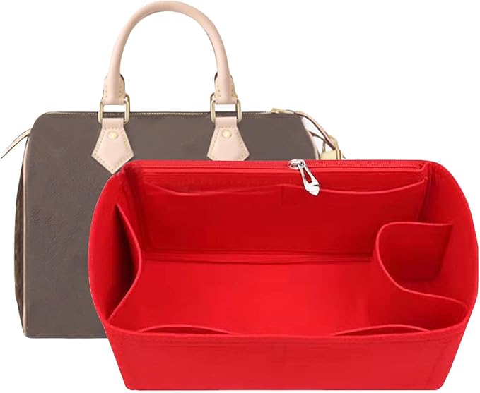 Lckaey Purse Inserts for Speedy 20 Organizer Insert, for monogram bag, HandBag protective insertTote Bag and hand bag protector, organizer insert 1083red-S