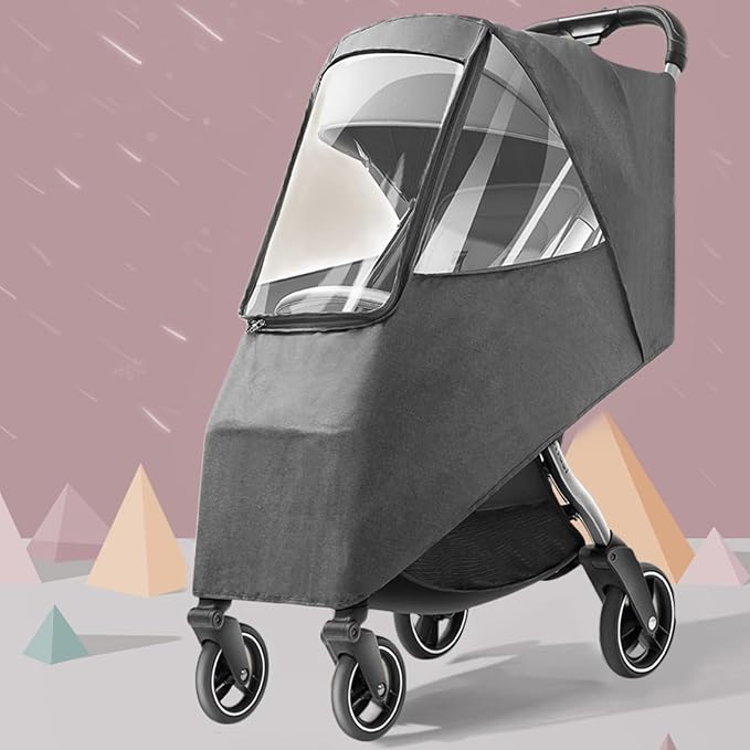 Universal Stroller Rain Cover Windproof Clear Ventilated Design Durable PP Material Fits Most Strollers
