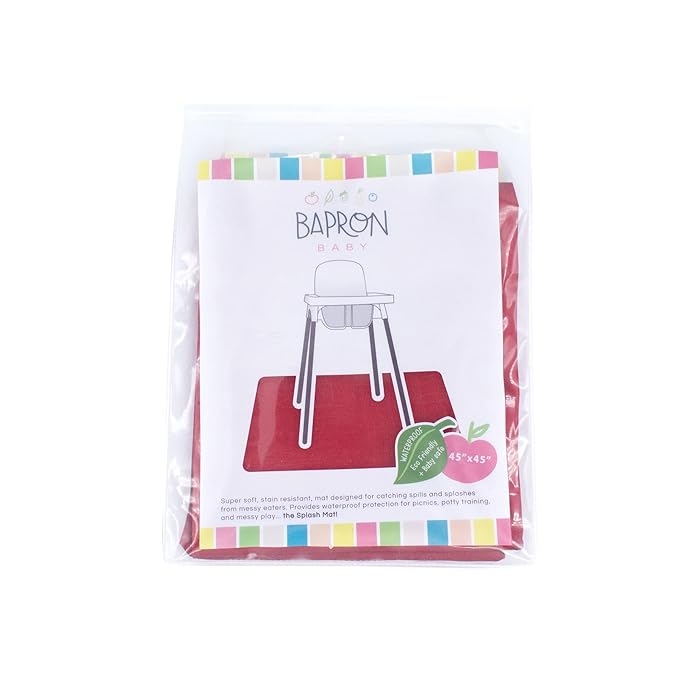 BapronBaby Minimalist Cranberry Splash Mat - Waterproof Catch-All for Under High Chairs, Floors, Tables, Playtime or Arts & Crafts - Machine Washable - 45" x 45”