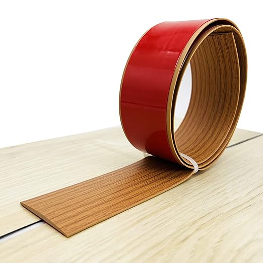 Floor Transition Strip Self Adhesive, Flat Laminate Floor Cover Strip 2" Wide Vinyl Floor Flat Divider Strip, Wood Grain Design (20Ft, Brown)