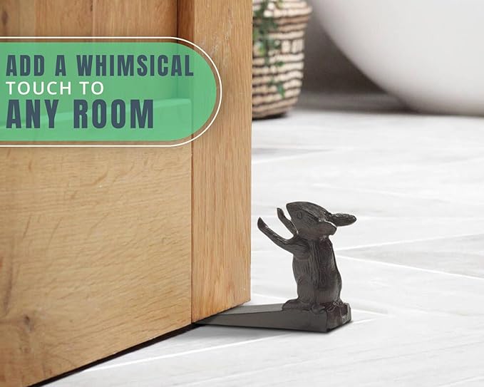 Comfify Vintage Cast Iron Mouse Door Stop Wedge – One Heavy Decorative Piece with Felt Bottom – Rust Brown Finish