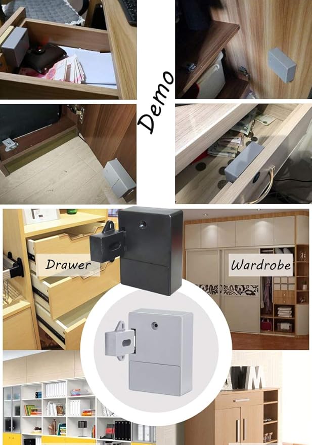 ETEKJOY RFID Electronic Cabinet Lock Hidden DIY for Wooden Cabinet Locker Drawer Cupboard (Black)