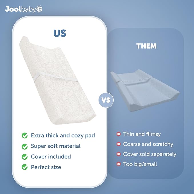 Jool Baby Serenity Soft Changing Pad + Washable Cover, Non-Slip - Fits Standard Changing Tables & Dressers (Wave Pattern, Off White)