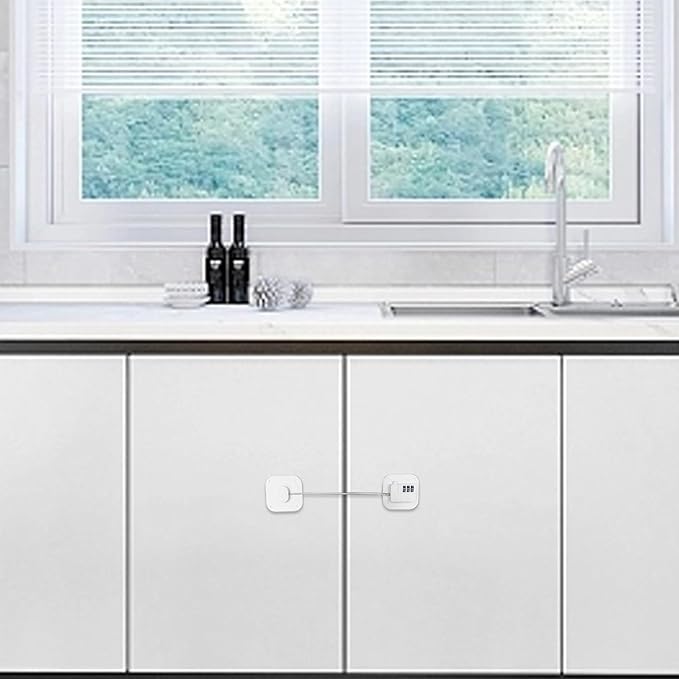 FKTUV Cabinet Locks with Combination,Drawer Lock,Child Proof Refrigerator Lock,Child Safety Locks for Cabinets (White 4pcs)