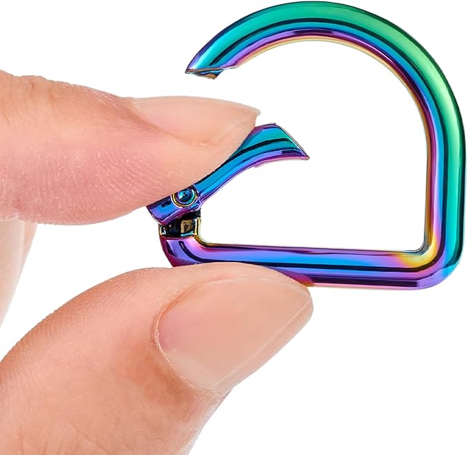 10pcs Metal D Ring Spring Key Hooks Keyring Clip for Keychain Buckle, Backpacks Handbag Purse Hardware, DIY Crafts