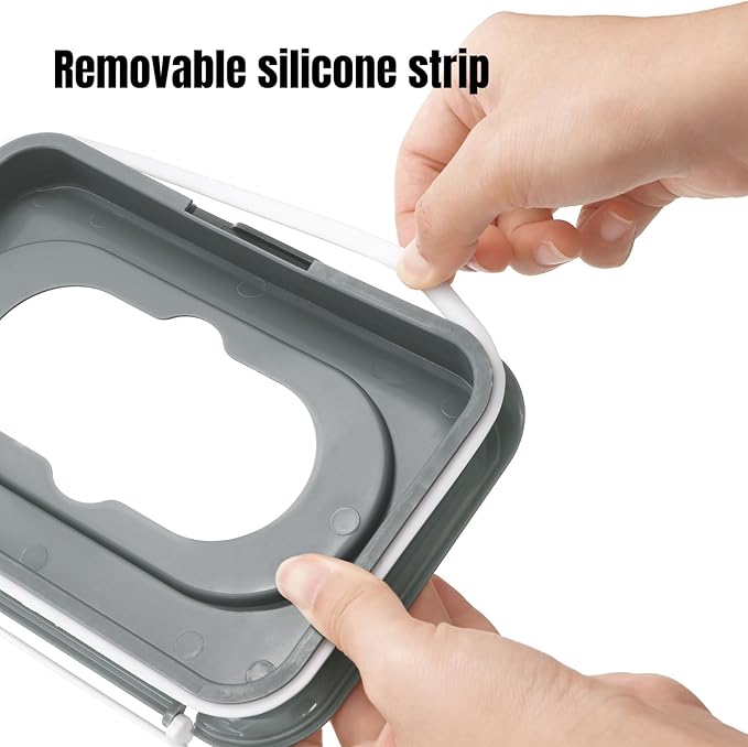 Hiceeden 6 Pcs Baby Wipes Dispenser, Easy Pull Wipe Holder with Concave Surface Lid, Non-slip Wipe Cases Containers with Sealing Design for Bathroom, Baby Nursery, Grey