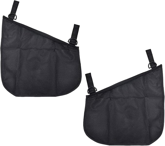 Alovexiong 2 Pack Universal Stroller Organizer Bag, Side Sling Cargo Stroller Net, Non-Slip and Adjustable Straps Storage Mesh Bag for Baby Accessories, Mesh Cargo Net for Stroller Storage - Black