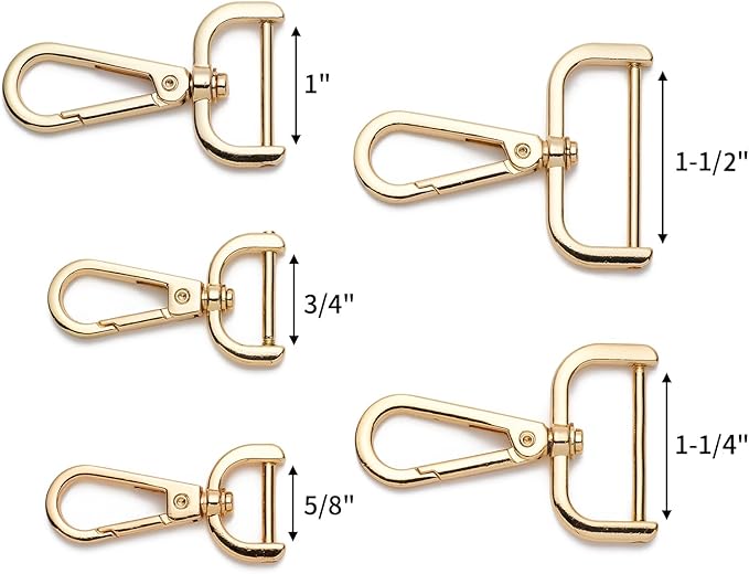 4PCS Detachable Snap Hook Swivel Clasp with Screw Bar, Multiple Sizes Hardware for Changing Bag Straps,Gold5/8