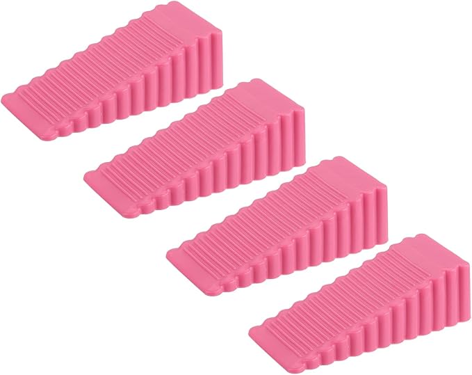 uxcell 4 Pcs Door Stoppers for Bottom of Door, 28mm/1.10 Inch Door Stops, Rubber Door Stopper Wedge Anti Slip, Window Stopper Door Stackable, Pink