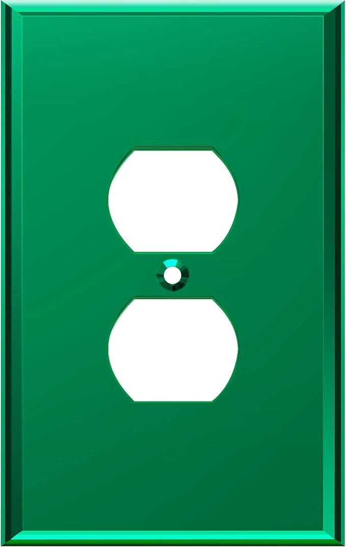 LIDER Reflective Acrylic Duplex Wall Plate, Mirrored Light Switch Plate, Plexiglass Outlet Cover, Acrylic Glass, Oversized 1-Gang 5.25" x 3.44", LWP-21O-AGR, Green