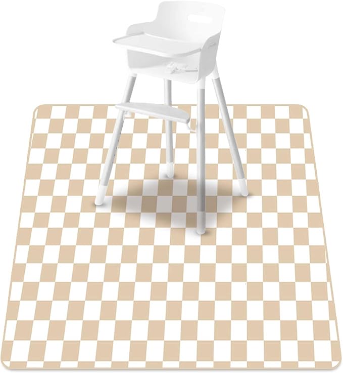 Baby Splat Mat for Under High Chair, 51 x 51 Inch Wipeable Splash Mat，Floor Protector，Wipe-Clean Tablecloth and Playing Mat (Square)