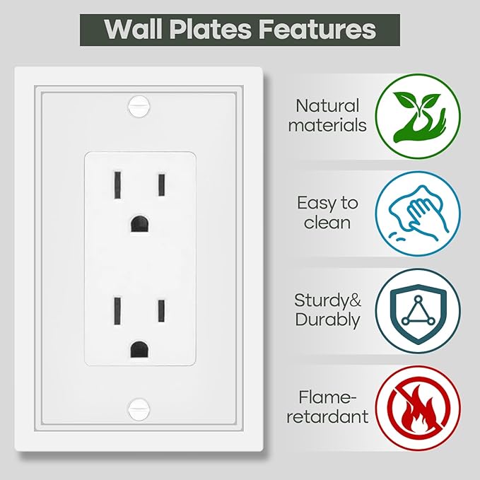 4 Pack Single Decorator Switch Cover Plate White Classic Decorative Decorator Switch Plates Cover 1 Gang Rocker Wall Plate Cover for Duplex Toggle