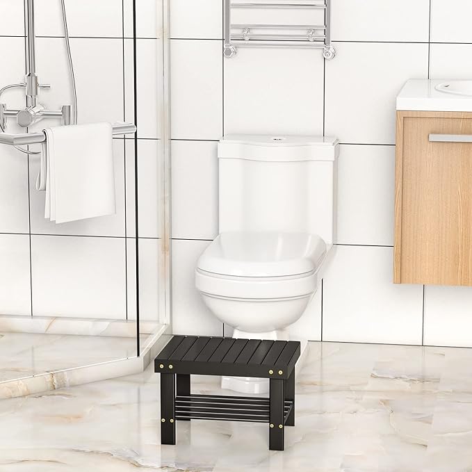 Wooden Step Stool for Kids Adults Small Wood Shower Foot Rest Stool Shaving Legs Potty Stool for Bathroom Sink Bed Kitchen