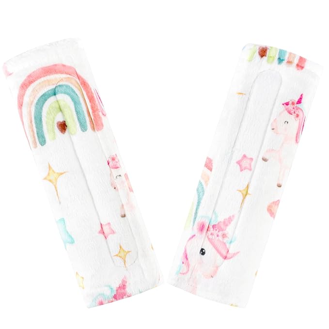 Baby Car Seat Strap Cover 2 Pack Unicorn Car Seat Straps Shoulder Pads, Seat Belt Cushions Pads for Infant Car Seats, Stroller, Pushchair